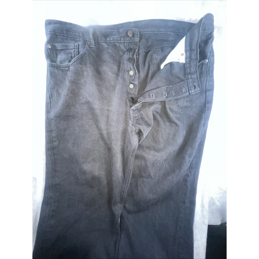 Levi's 501 Men's Jeans 42x32  Black Button Fly Straight Leg Stretch Denim